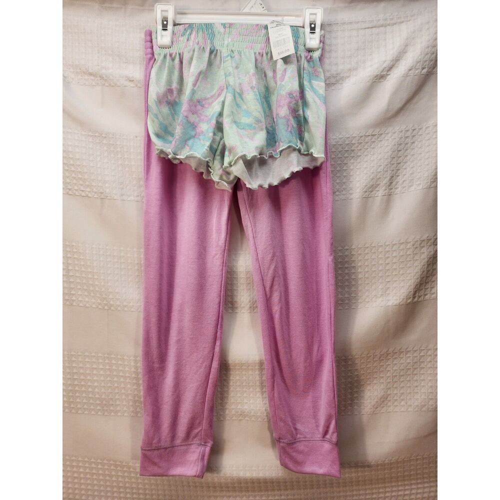 SO Girls Pajama Pants And Shorts Size 6x Pink Purple Set Tie Dye
